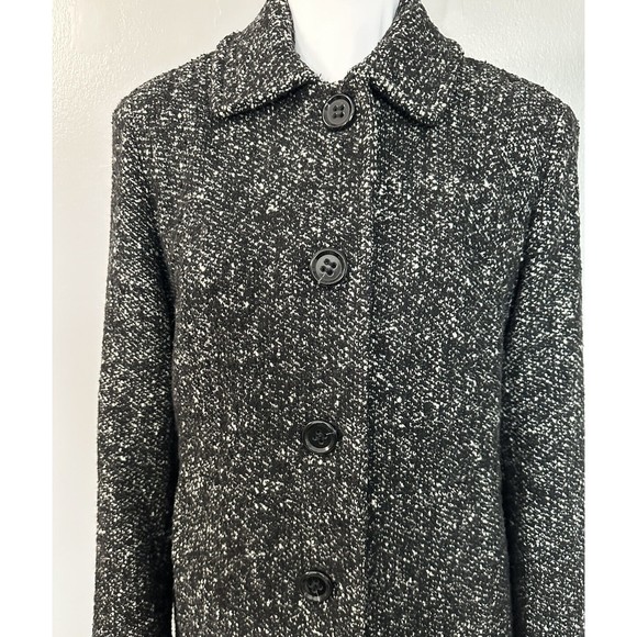VTG London Fog Women Black Tweed Pea Coat Wool Blend Pockets Lined Jacket Size S - Picture 2 of 8